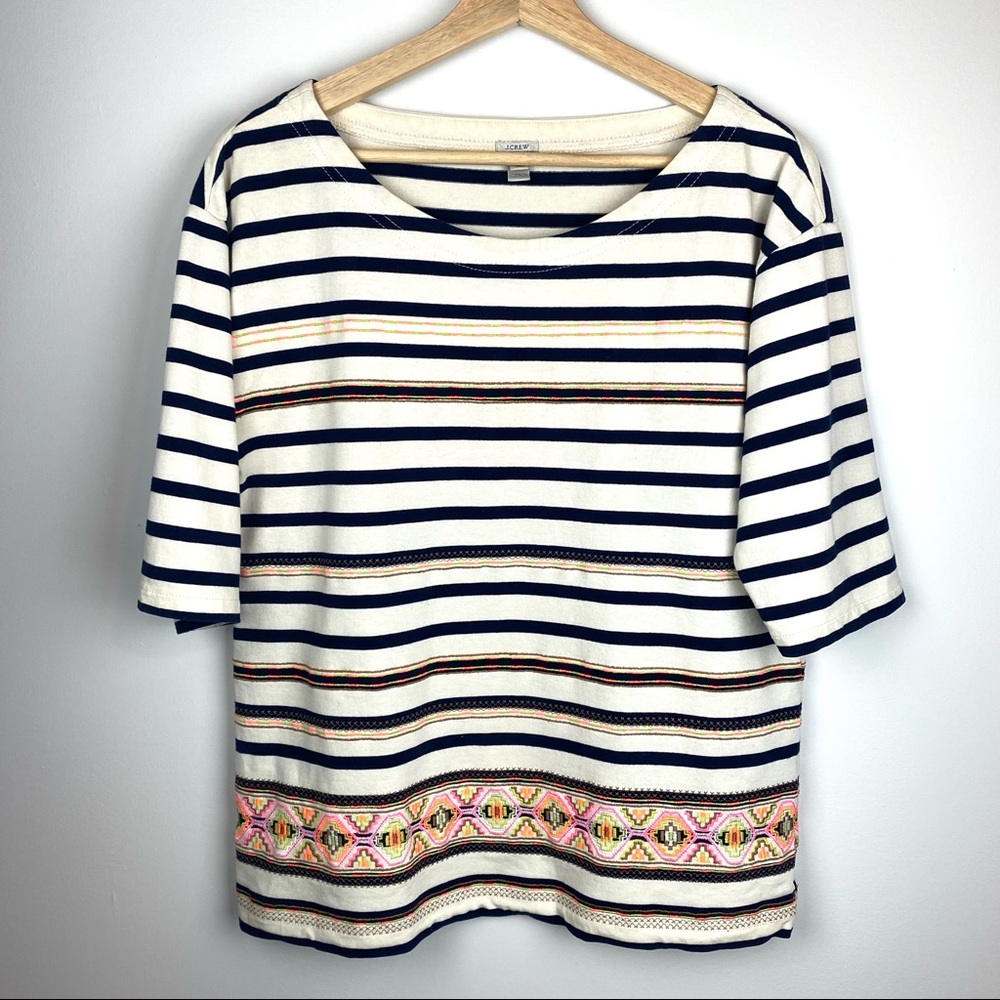 J. Crew Jared Striped Tee in Neon Tribal Pattern